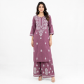 CLOTHE CRAVE Women's Mauve Purple Cotton Kurta Palazzo Set (2-Piece)