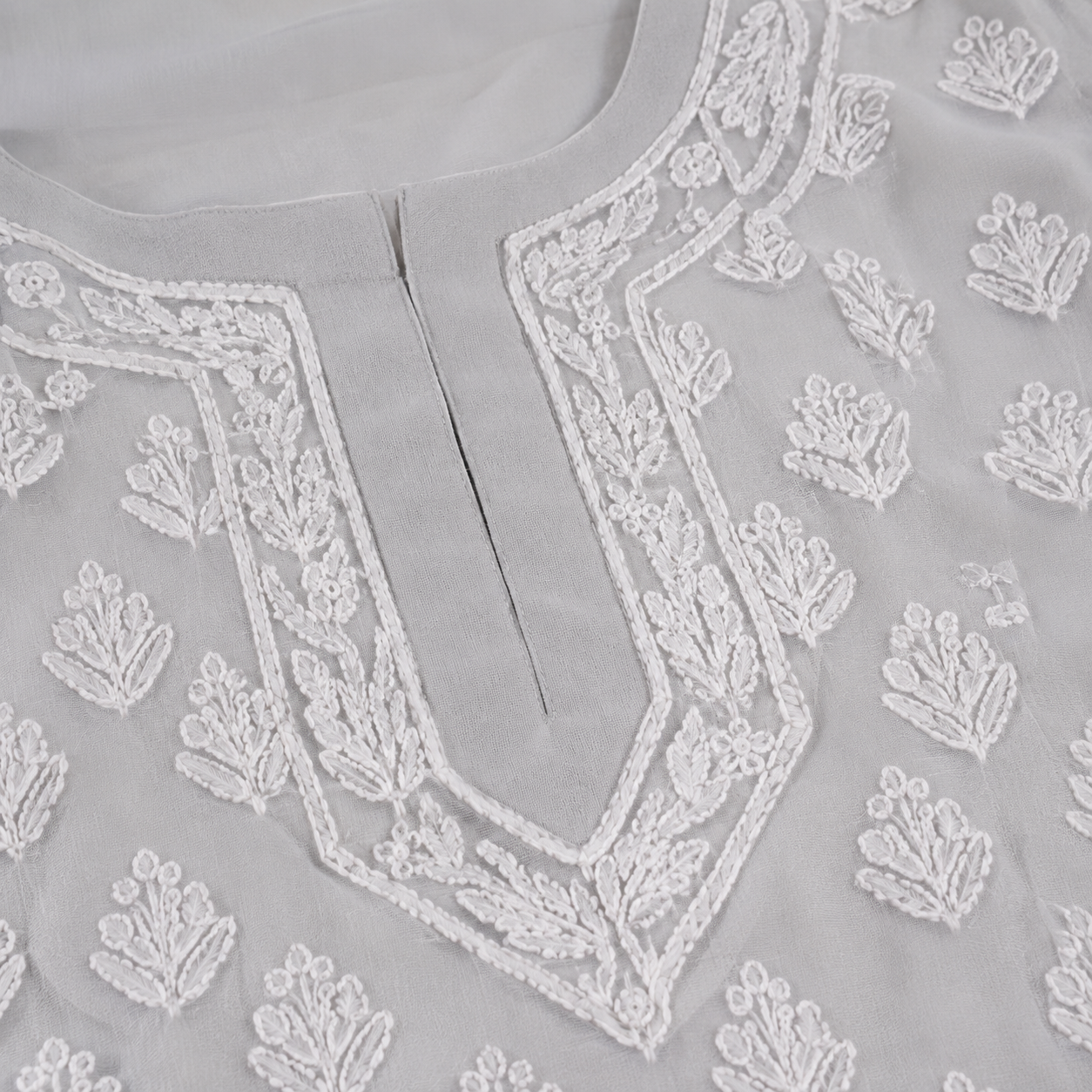 Clothe Crave Grey Chikankari Kurta for Women Online | Hand Embroidered Ethnic Wear