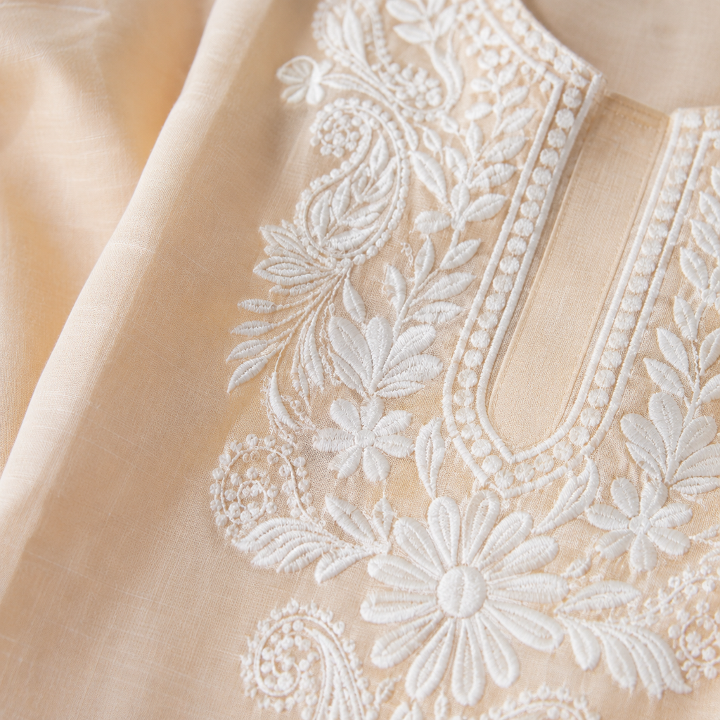 Clothe Crave Peach Chikankari Cotton Kurta Set for Women Online | Premium Lucknowi Embroidered Ethnic Wear