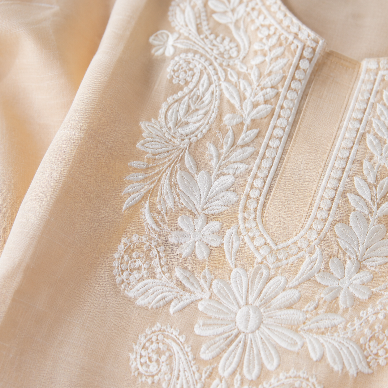 Clothe Crave Peach Chikankari Cotton Kurta Set for Women Online | Premium Lucknowi Embroidered Ethnic Wear