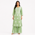 Clothe Crave Chikankari Cotton Kurta Palazzo Set for Women Online | Hand Embroidered Ethnic Wear