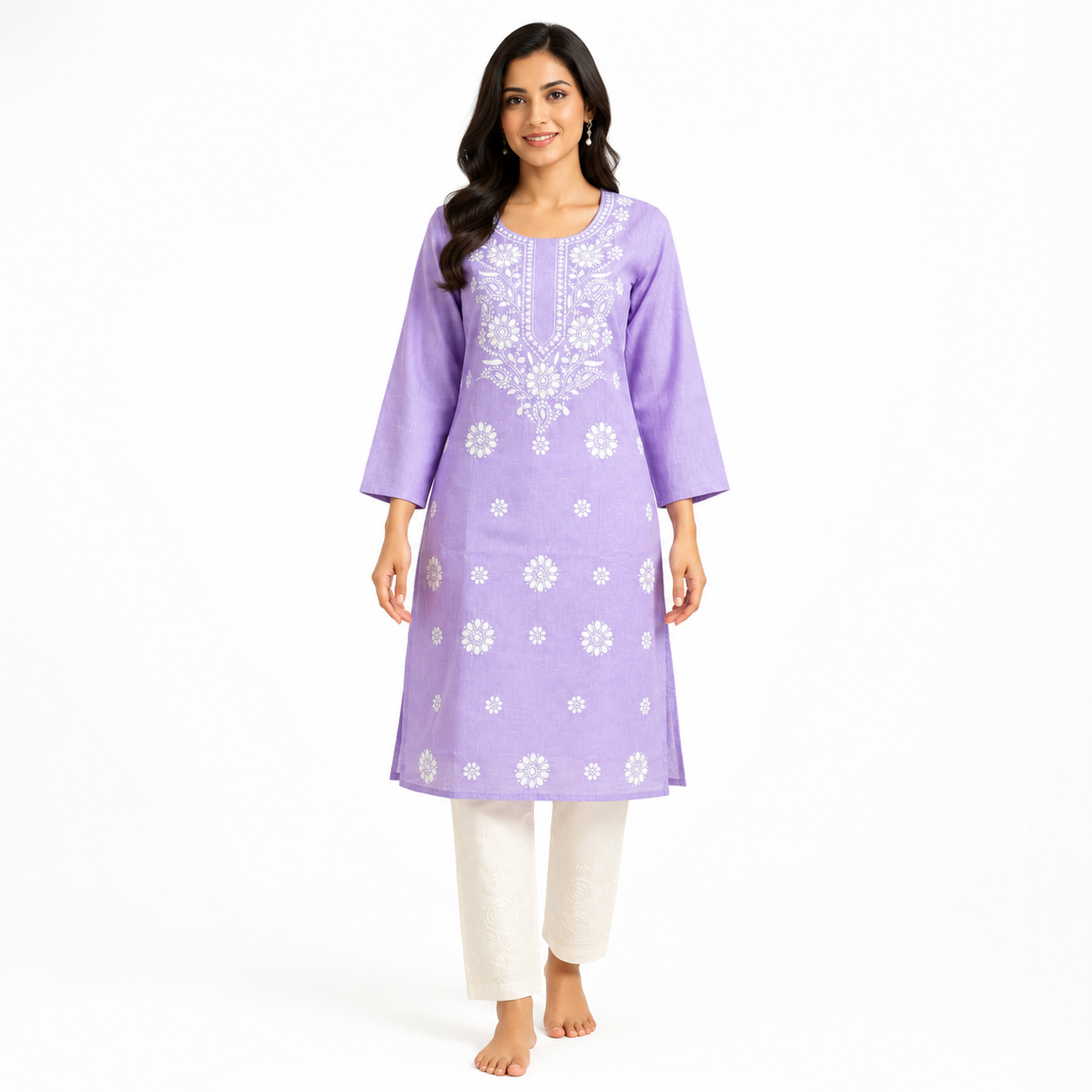Clothe Crave Chikankari Purple Cotton Kurta for Women Online  Hand Embroidered Ethnic Wear