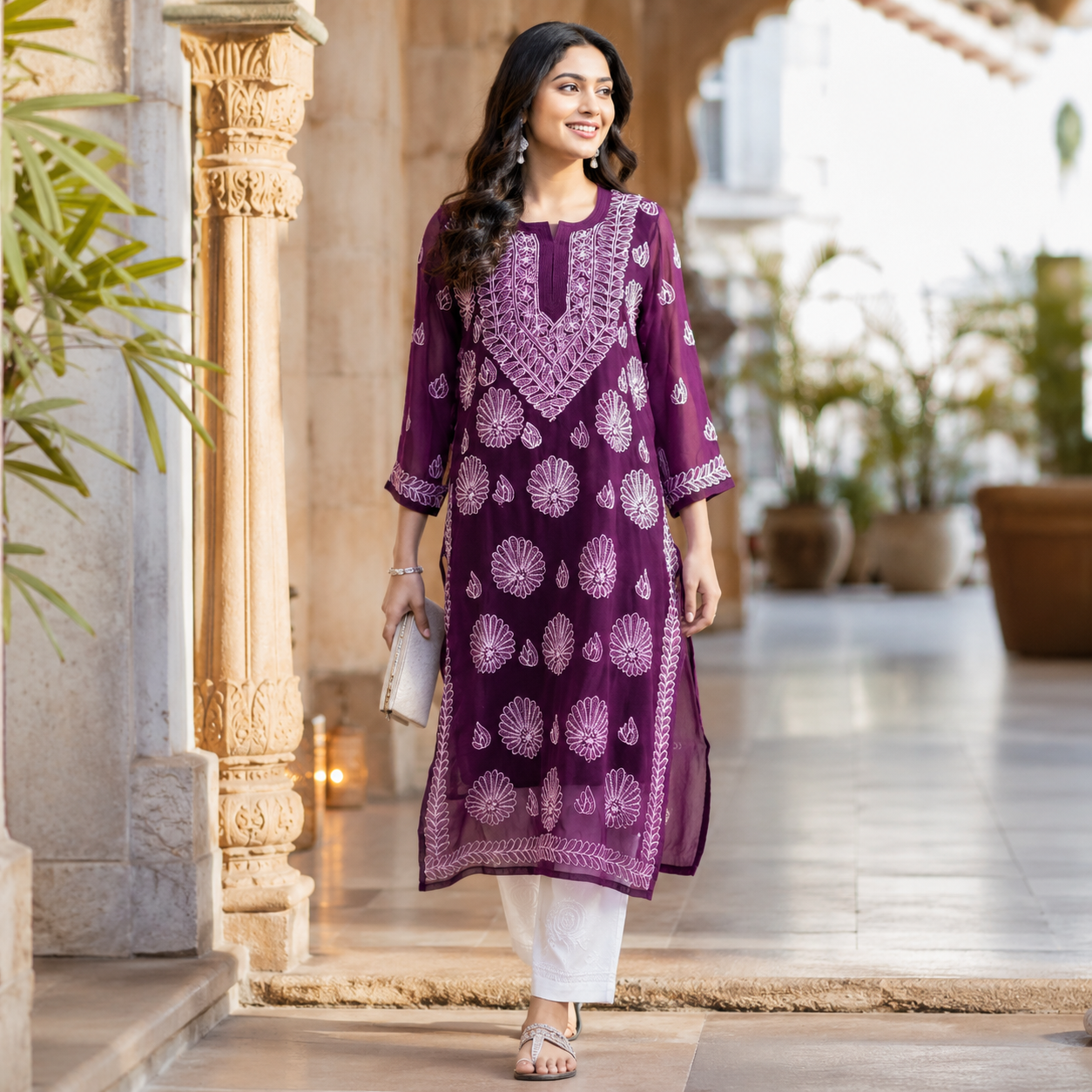 Clothe Crave Mauve Purple Chikankari Cotton Kurta for Women Online  Hand Embroidered Ethnic Wear
