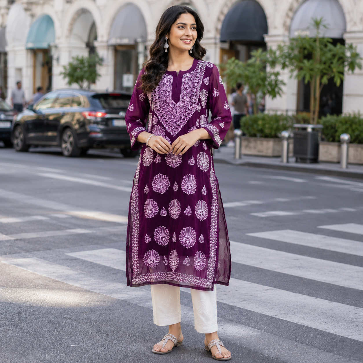 Clothe Crave Mauve Purple Chikankari Cotton Kurta for Women Online  Hand Embroidered Ethnic Wear