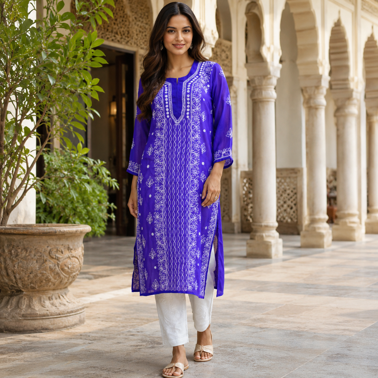 Clothe Crave Women’s Purple Chikankari Embroidered Kurta Online | Elegant Ethnic Wear