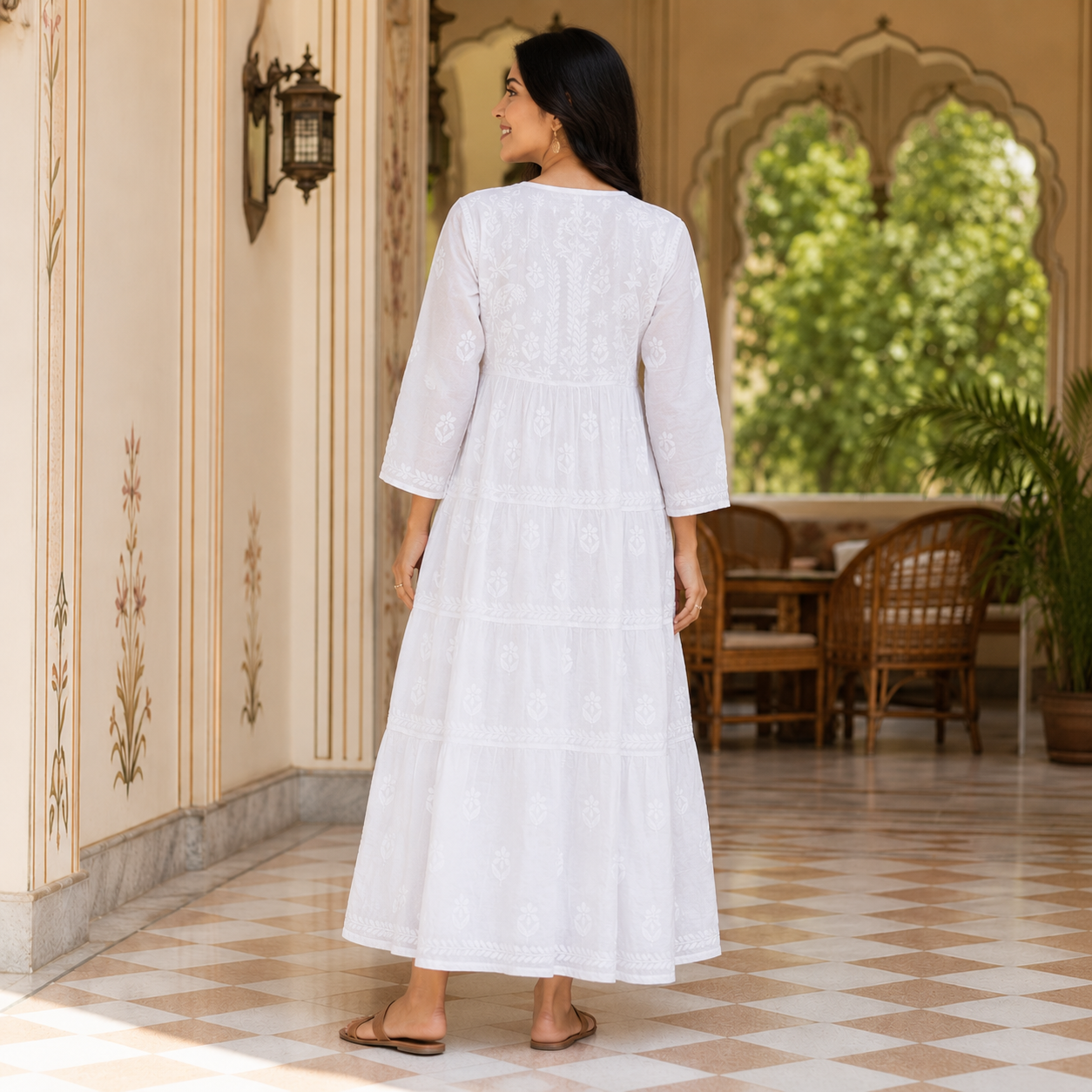 Clothe Crave White Chikankari Cotton Gown for Women Online  Hand Embroidered Ethnic Wear
